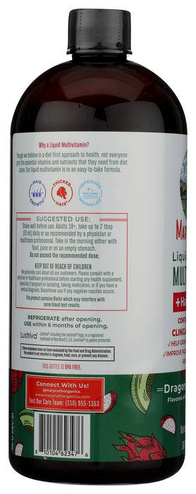 Morning Multivitamin + Hair Growth, Dragon Fruit Melon, 30 fl oz