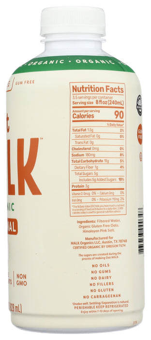 Oat Malk, Unsweetened, Org, 28 fl oz
