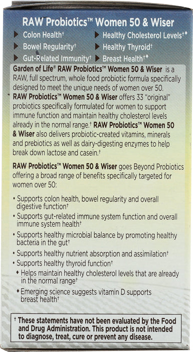 Raw Probiotics, Women 50 and Wiser, 90 cap