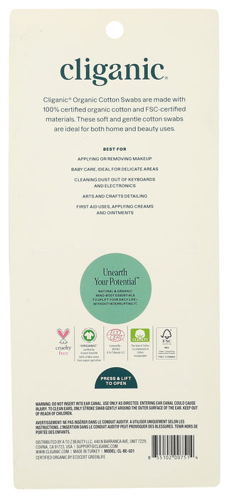 Organic Cotton Swabs, 500 ct