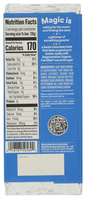 Peppermint Cream 70% Dark Chocolate Bar, Reg Org, 2.93 oz