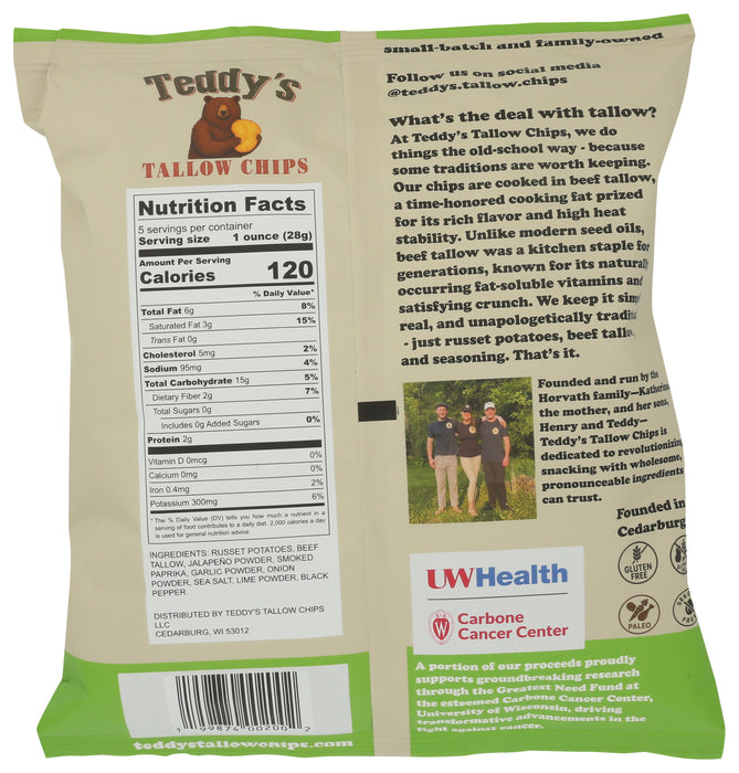 Potato Chips, No Seed Oil, Jalapeno, 5 oz