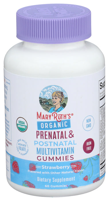Prenatal & Postnatal Multivitamin Gummies, Strawberry, Org, 60 gummy