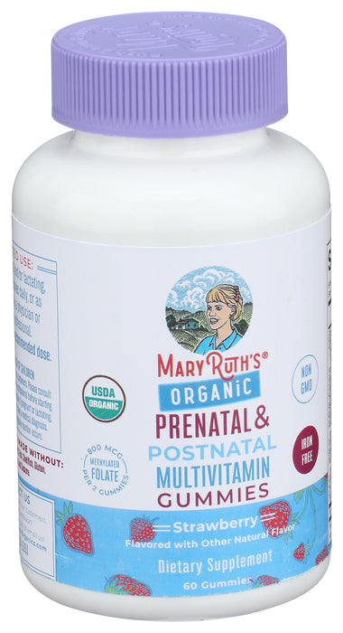 Prenatal & Postnatal Multivitamin Gummies, Strawberry, Org, 60 gummy
