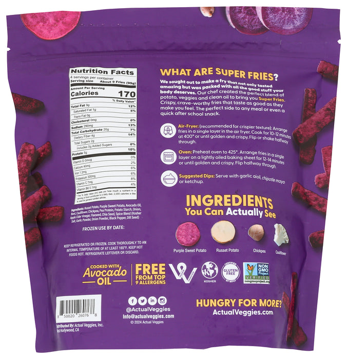 Purple Sweet Potato Super Fries, No Seed Oil, GF, 14 oz