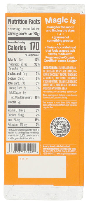 Salted Almond 70% Dark Chocolate Bar, Reg Org, 2.93 oz