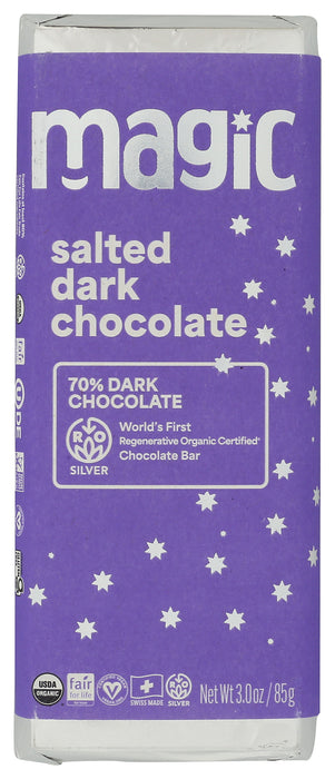 Salted Dark Chocolate 70% Bar, Reg Org, 3 oz
