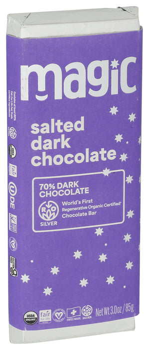 Salted Dark Chocolate 70% Bar, Reg Org, 3 oz