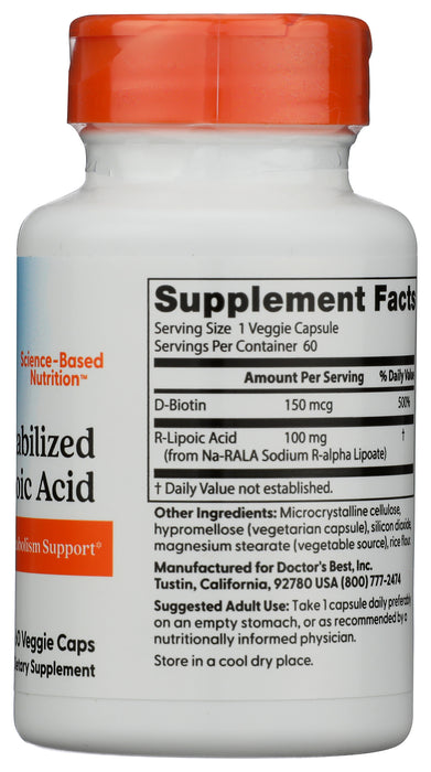 Stabilized R-Lipoic Acid 100 mg, 60 vcap