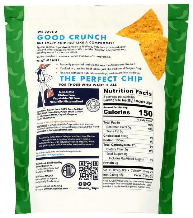Torilla Chips Tallow/No Seed Oil, Hatch Chile, 5 oz