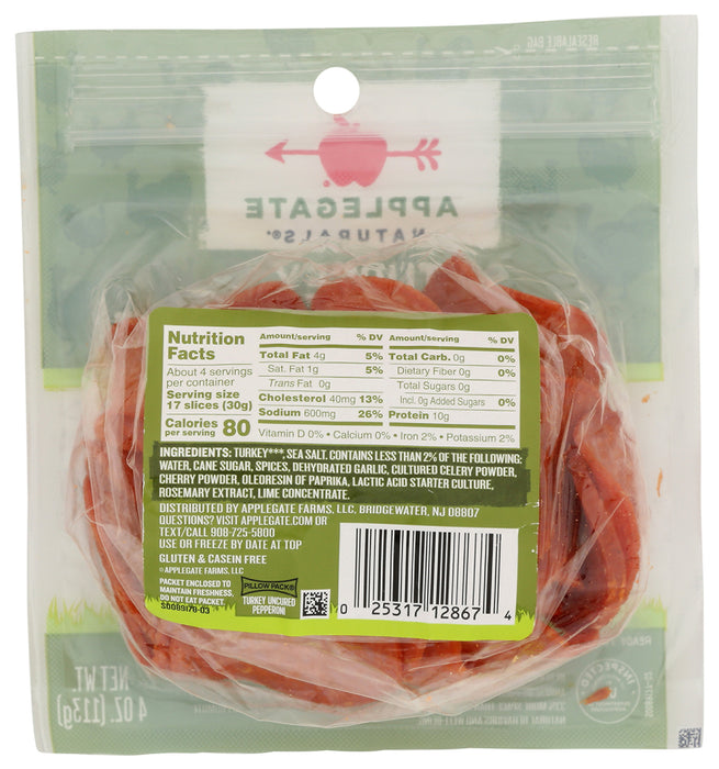 Uncured Turkey Pepperoni, 4 oz