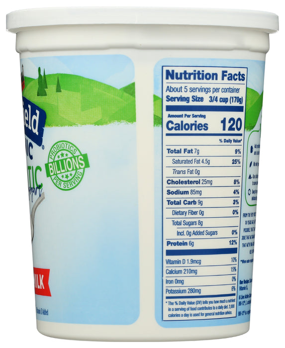 Whole Milk Probiotic Yogurt, Plain, 2 lb