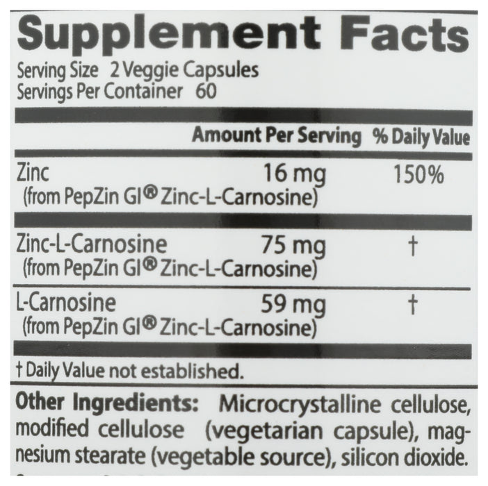 Zinc-L-Carnosine Complex, 120 vcap
