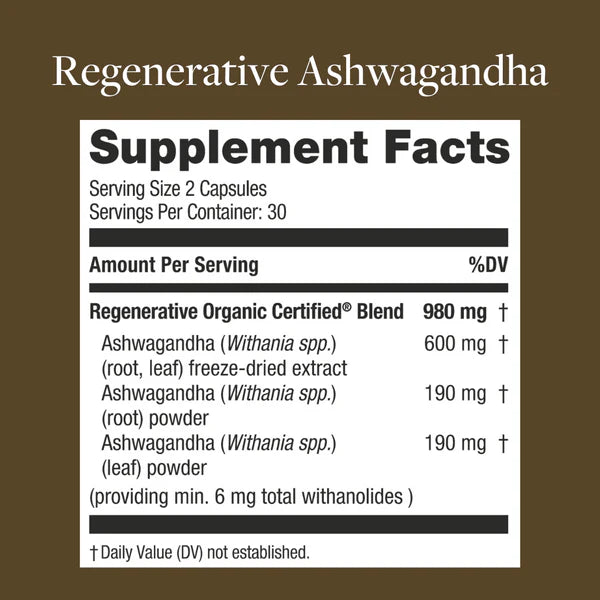 Ashwagandha, Regenerative Org, 60 Caps