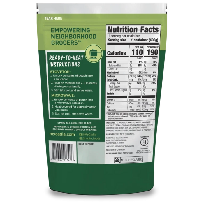 Carrot Coconut Soup, Org, 14.1 oz