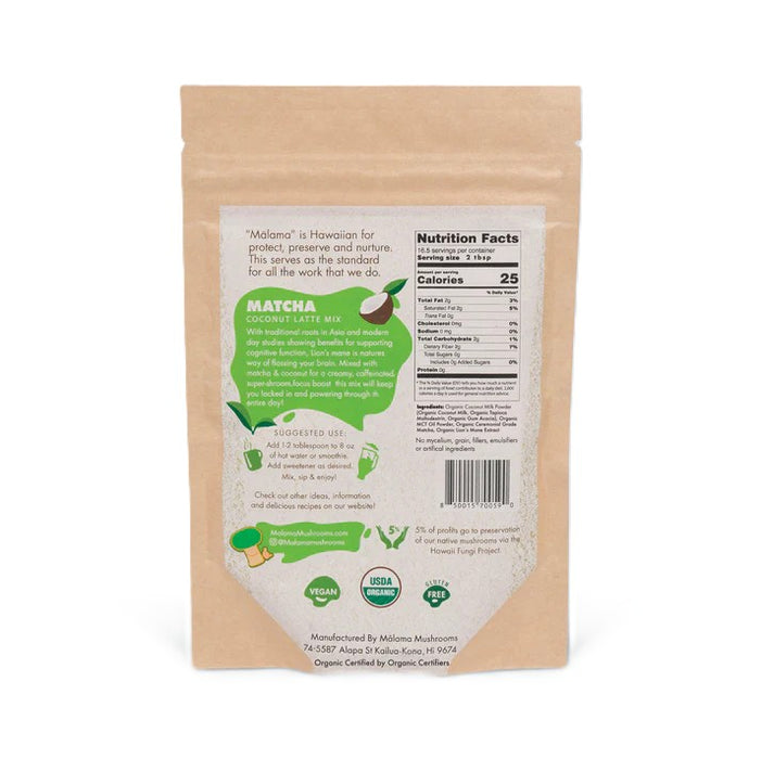 Mushroom Matcha Coconut Latte Mix, Org,  3.5 oz