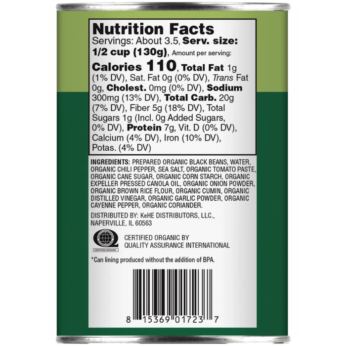 Seasoned Black Beans, Org, 15 oz