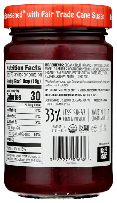 Four Fruit Spread, Org, 16.5 oz