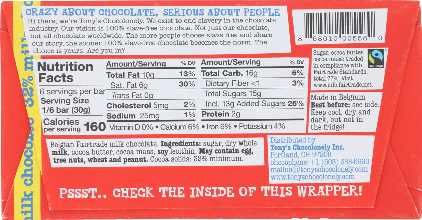 Milk Chocolate 32%, 6.35 oz