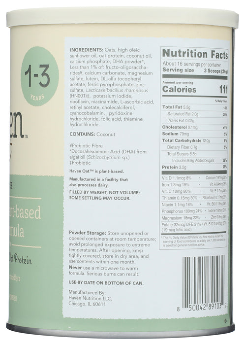 Oat Based Dairy Free Toddler Formula, 14.1 oz