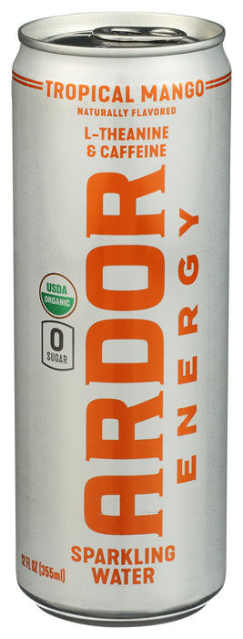 Sparkling Water Energy Drink, Mango, Org, 12 fl oz