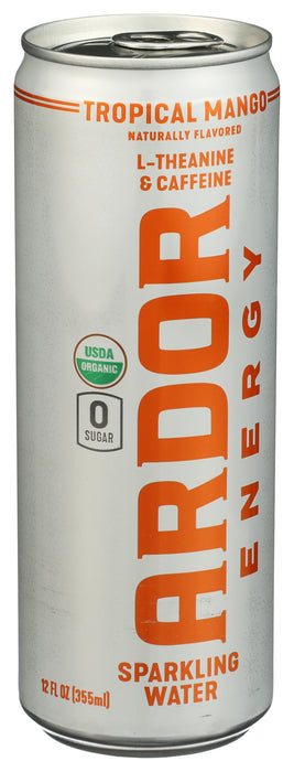 Sparkling Water Energy Drink, Mango, Org, 12 fl oz