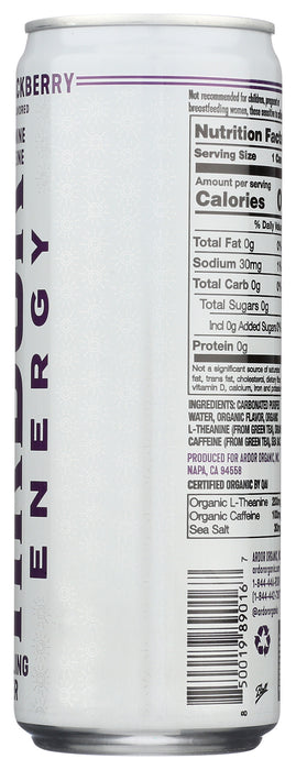 Sparkling Water Energy Drink, Vanilla Blackberry, Org, 12 fl oz