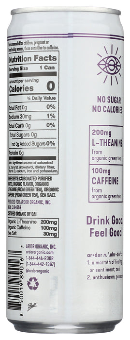 Sparkling Water Energy Drink, Vanilla Blackberry, Org, 12 fl oz
