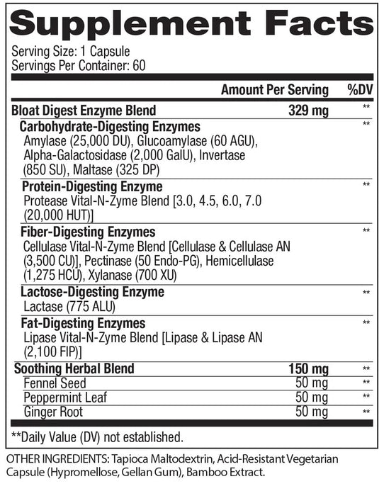 Bloat Digest Enzymes, 60 cap