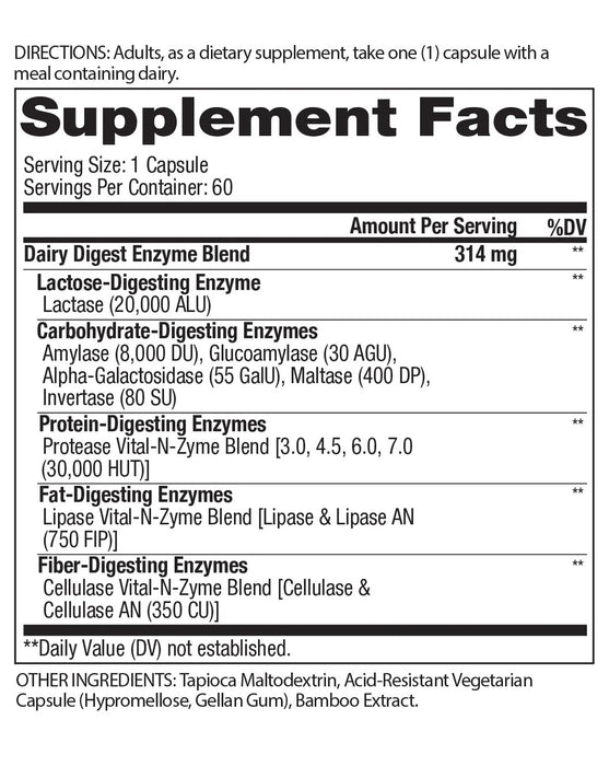 Dairy Digest Enzymes, 60 cap