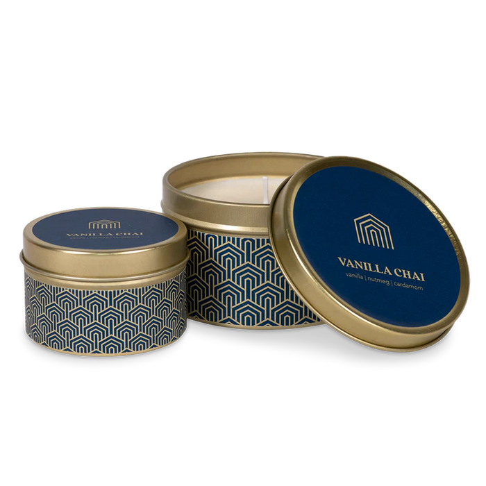 Seasonal Candle Tin Floral, Vanilla Chai, 2 oz