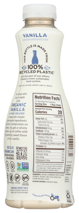 Almond Creamer, Vanilla, Org, 25.4 fl oz