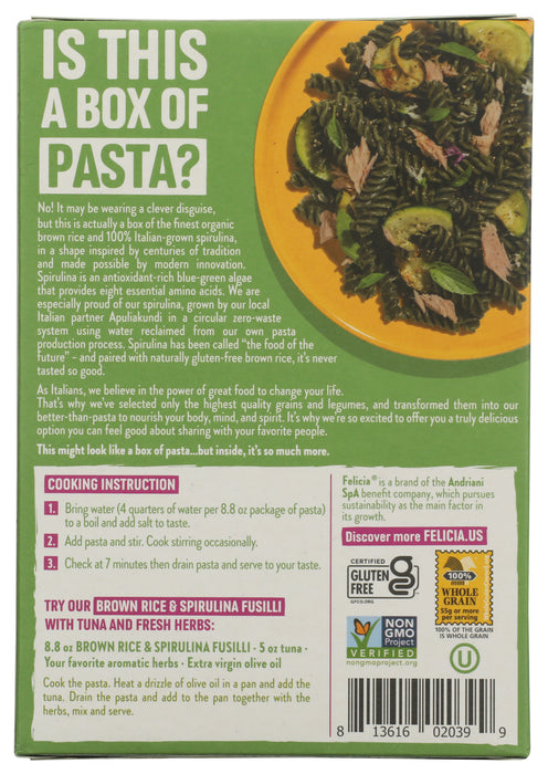 Brown Rice & Spirulina Fusilli Pasta, Org, 8.8 oz