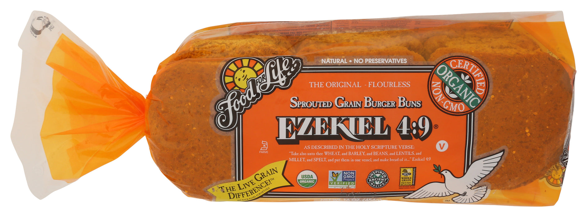 Ezekiel 4:9 Sprouted Burger Buns, Org, 16 oz