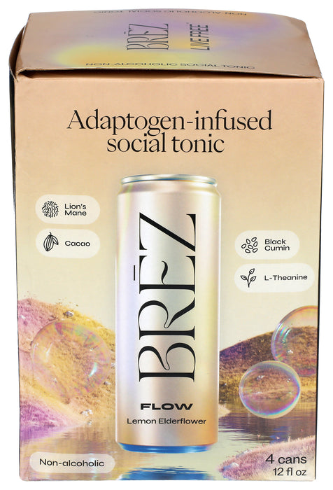 Flow Social Tonic, Lemon Elderflower, 4/12 fl oz