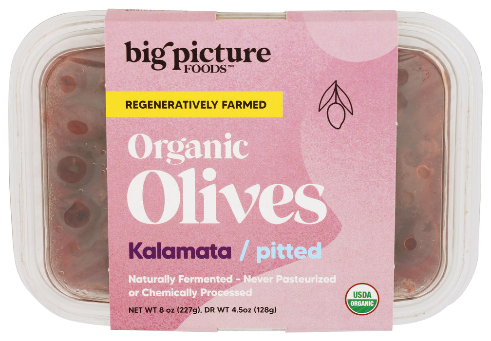Kalamata Pitted Olives, Reg Org, 8 oz