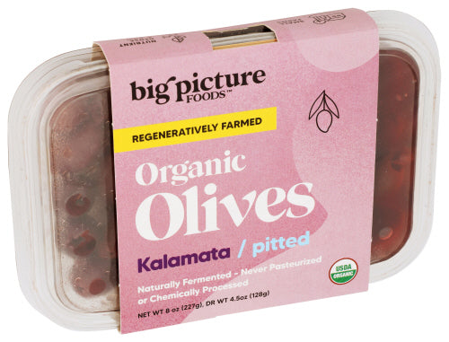 Kalamata Pitted Olives, Reg Org, 8 oz