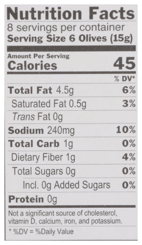 Kalamata Pitted Olives, Reg Org, 8 oz