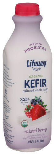 Kefir Whole Milk, Mixed Berry, Org, 32 oz