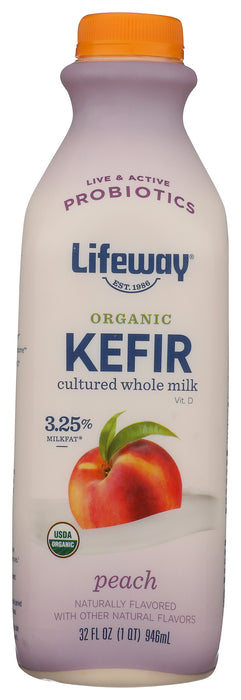 Kefir Whole Milk, Peach, Org, 32 oz
