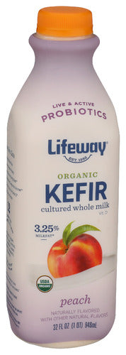 Kefir Whole Milk, Peach, Org, 32 oz