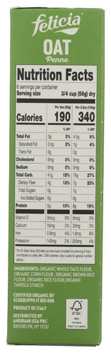 Oat Penne Pasta, Org, 12 oz