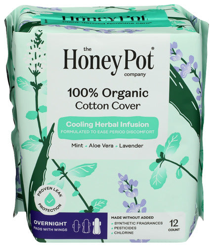 Overnight Pads w/ Wings, Mint Lavender, 12 ct