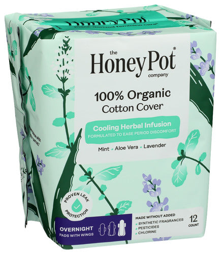 Overnight Pads w/ Wings, Mint Lavender, 12 ct