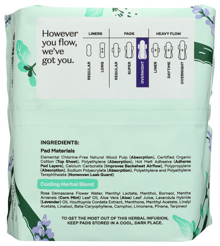 Overnight Pads w/ Wings, Mint Lavender, 12 ct