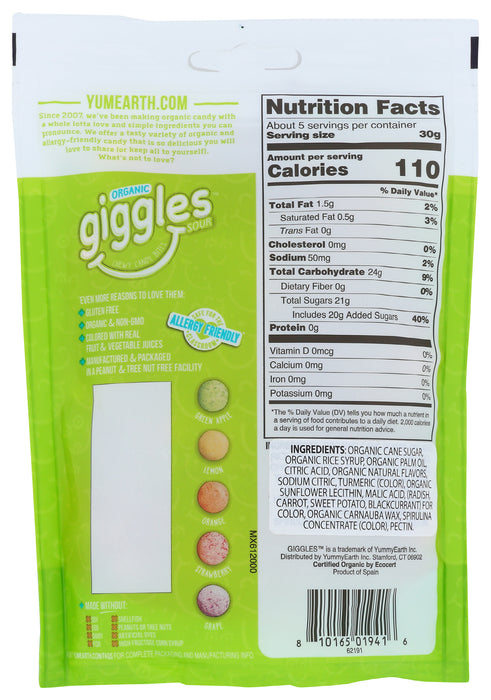Sour Giggles Candy, Org, 5 oz