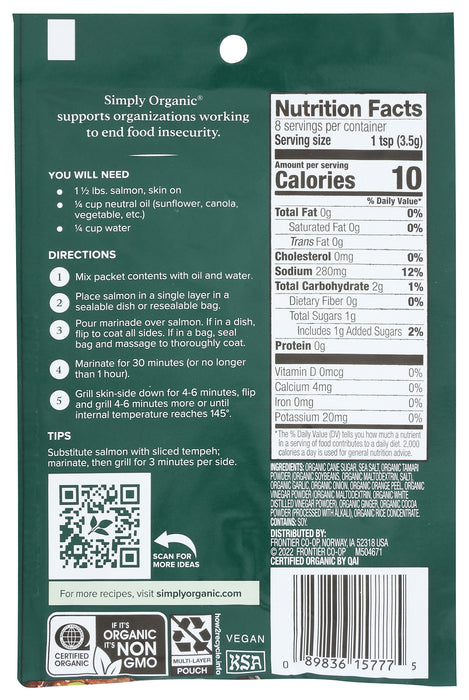 Teriyaki Marinade Mix, GF Org, 0.99 oz