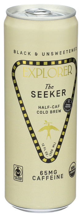 The Seeker Half-caf Coffee, Unsweetened, 12 fl oz