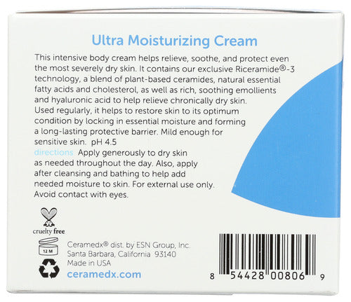 Ceramedx®, Ultra Moisturizing Cream, Fragrance Free, 6 oz
