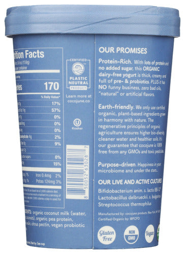Cultured Coconut Yogurt Protein, Plain Unsweetened, Org, 16.8 oz